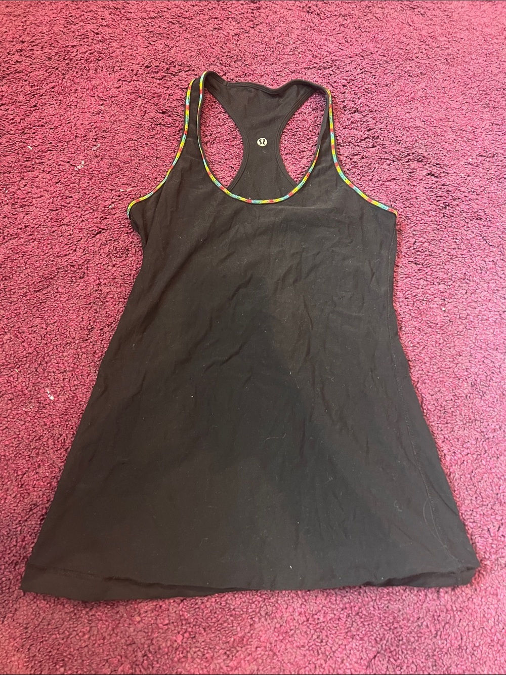 lululemon athletica Black Racerback Tank with Multicolor Trim